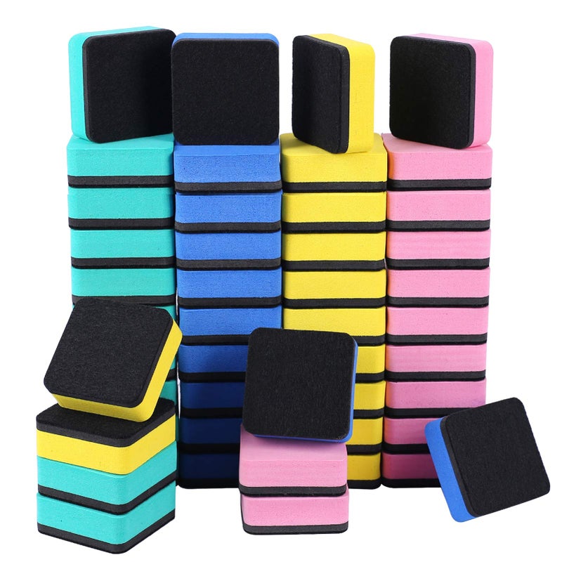 BINGBING Dry Erase Erasers, 48 Pack Magnetic Whiteboard Eraser Chalkboard Eraser Dry Eraser for Classroom Office and Home (48pcs 4Colours) - Image 1